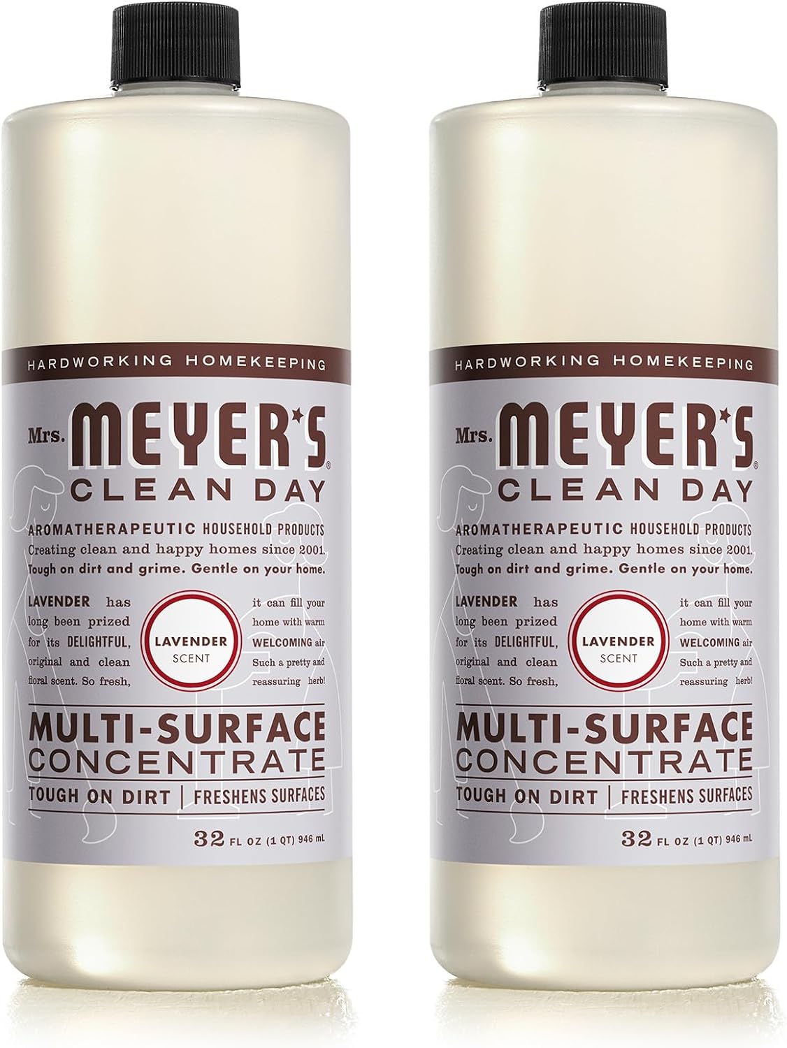 Mrs. Meyer'S Clean Day Multi-Surface Cleaner Concentrate, Use To Clean Floors, Tile, Counters, Lavender, 32 Fl. Oz - Pack Of 2