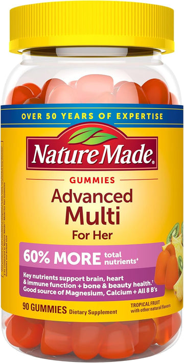 Nature Made Advanced Multivitamin Gummies For Her With Magnesium Citrate, Calcium & All 8 B Vitamins, Multivitamin For Women, 90 Gummies, 30 Day Supply