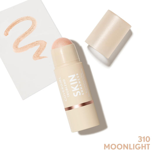 Covergirl Trublend Skin Enhancer Highlighter Balm Stick, 310 Moonlight, Vegan Formula, Easy To Use, Glides On Effortlessly, Non-Greasy, Doesn'T Crease, 0.21Oz