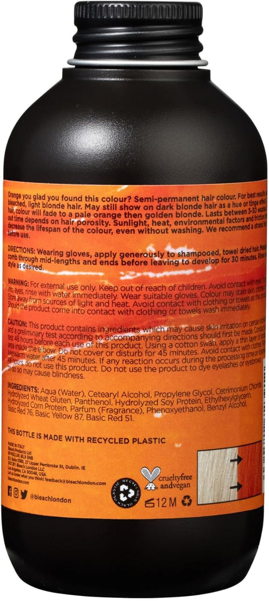 Bleach London Curious Orange Semi-Permanent Hair Colour Cream - Electric Orange, Vegan, Cruelty Free, Vibrant Temporary Hair Dye 150 Ml
