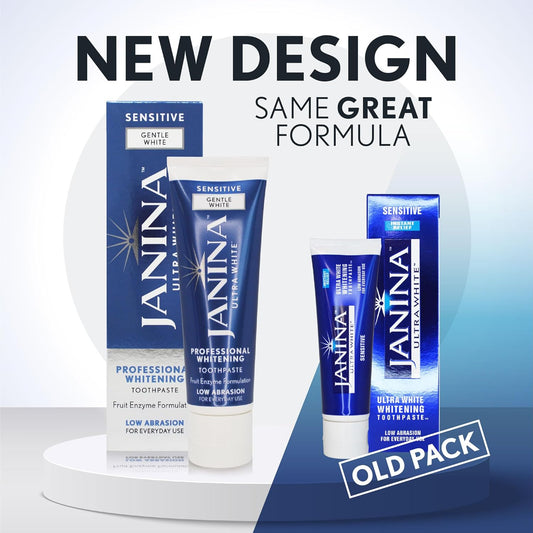 Janina Ultra White 75Ml Sensitive Mint Toothpaste, Low Abrasive Formula With Whitening Complex For Teeth Whitening & Relief To Sensitivity, For Everyday Use, Vegan & Cruelty Free
