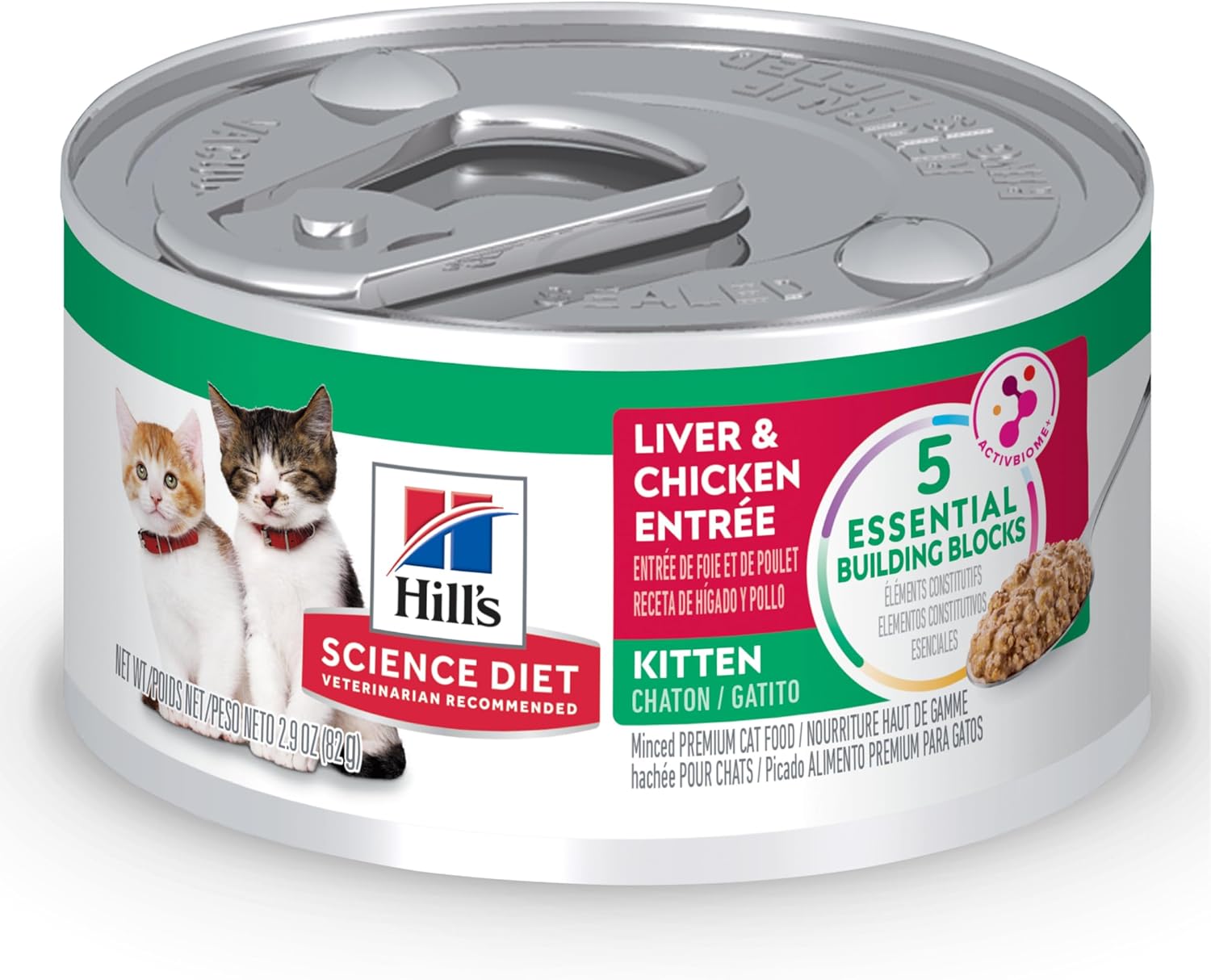 Hill'S Science Diet Kitten, Kitten Premium Nutrition, Wet Cat Food, Liver & Chicken Minced, 2.9 Oz Can, Case Of 24