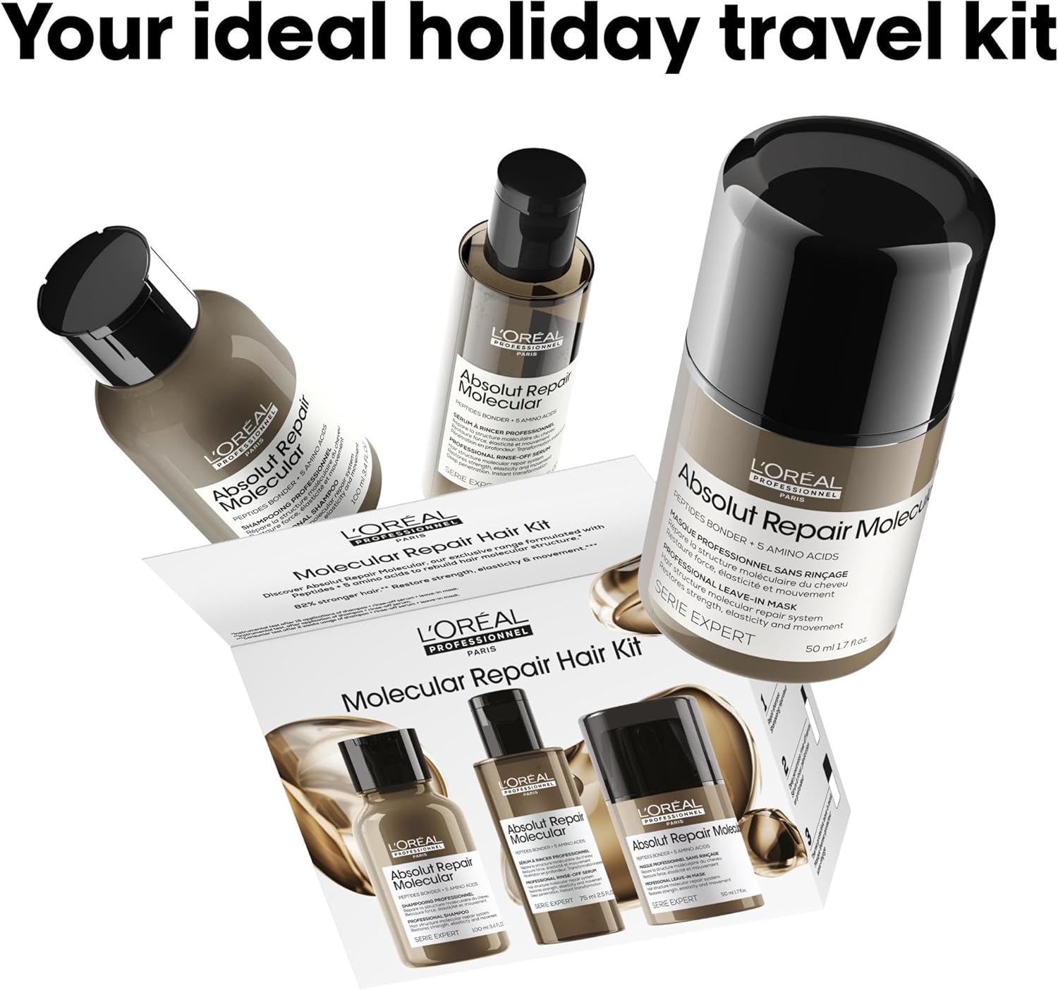 L'Oréal Professionnel Absolut Repair Molecular Shampoo, Rinse-Off Serum & Leave-In Treatment Mini Trio Kit, For Extremely Damaged Hair, Molecular Bond Repair & restores strength, 100ml, 75ml & 50ml : Amazon.co.uk: Beauty