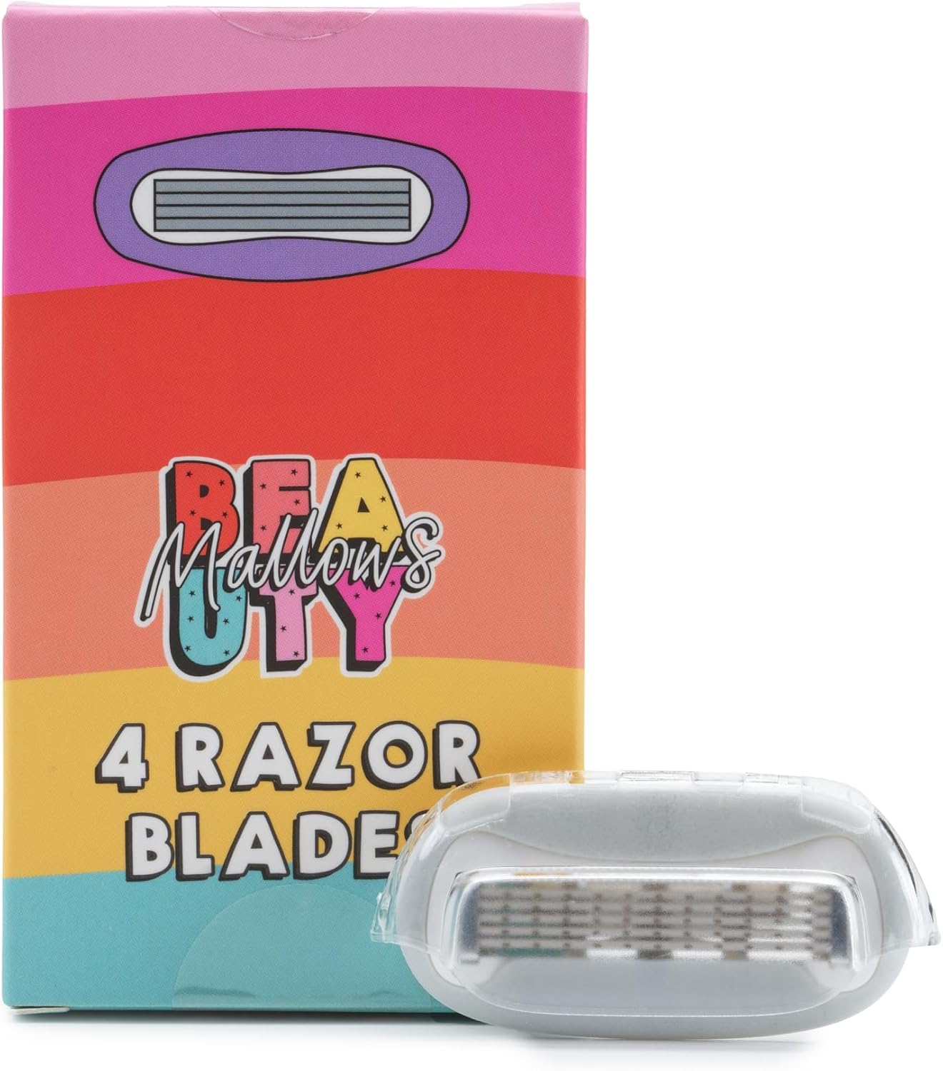 Mallows Beauty - Razor Blade Refills (4-Pack) - Razor Heads with 5 Sharp Blades, Aloe Vera & Vitamin E - Smooth Shave with Vegan Lubricating Strips - For Women, Fits Mallows Razor Kit : Amazon.co.uk: Health & Personal Care