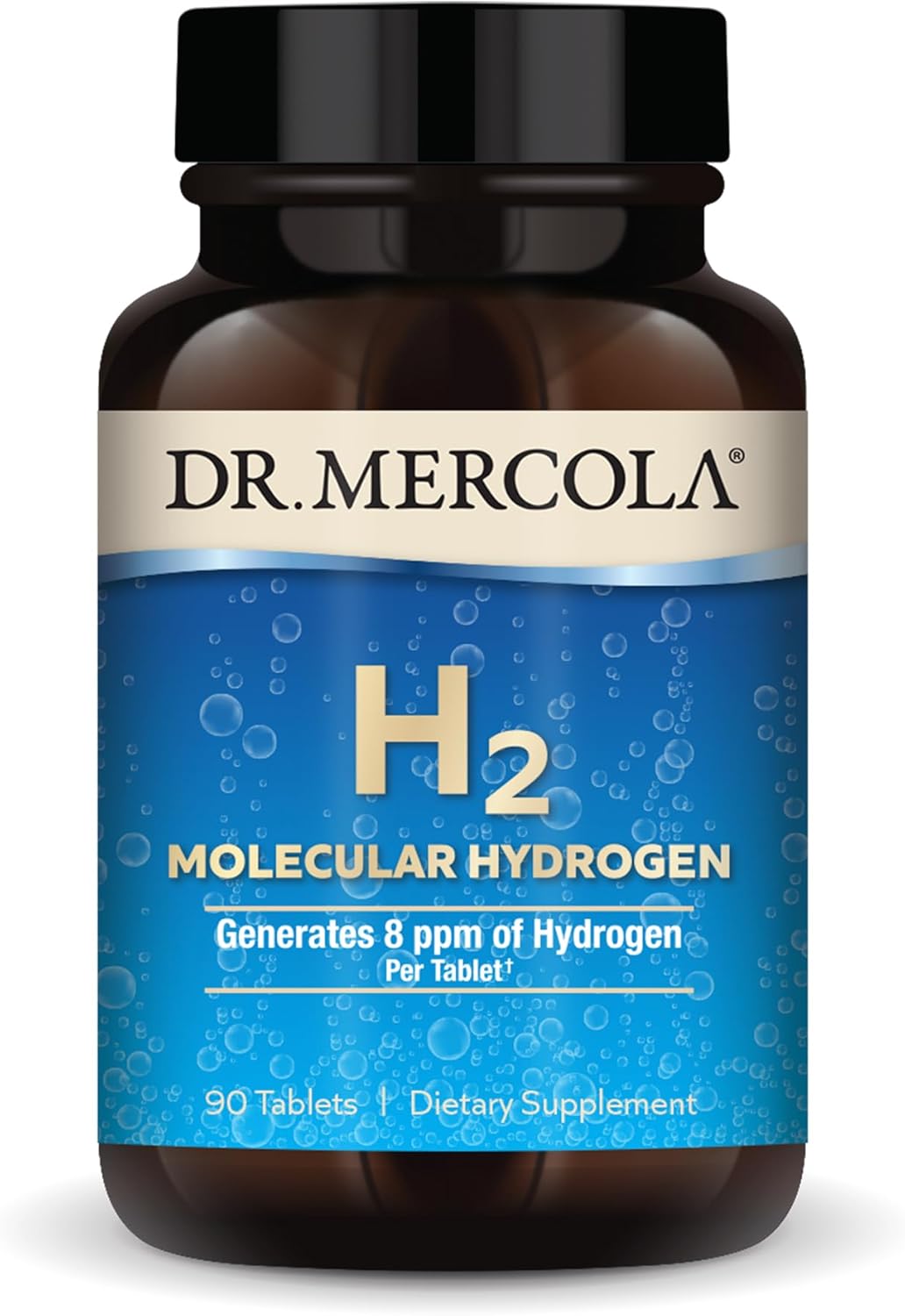 Dr. Mercola H2 Molecular Hydrogen, 90 Servings (90 Tablets), Dietary Supplement, Supports Brain Health And Cognitive Function, Non Gmo