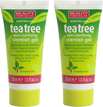 Australian Tea Tree Skin Clarifying Blemish Gel 30Ml (2 Pack) - Fast-Acting Acne Control Treatment For Clear Skin - Natural Anti-Blemish Cleanser With Tea Tree Oil