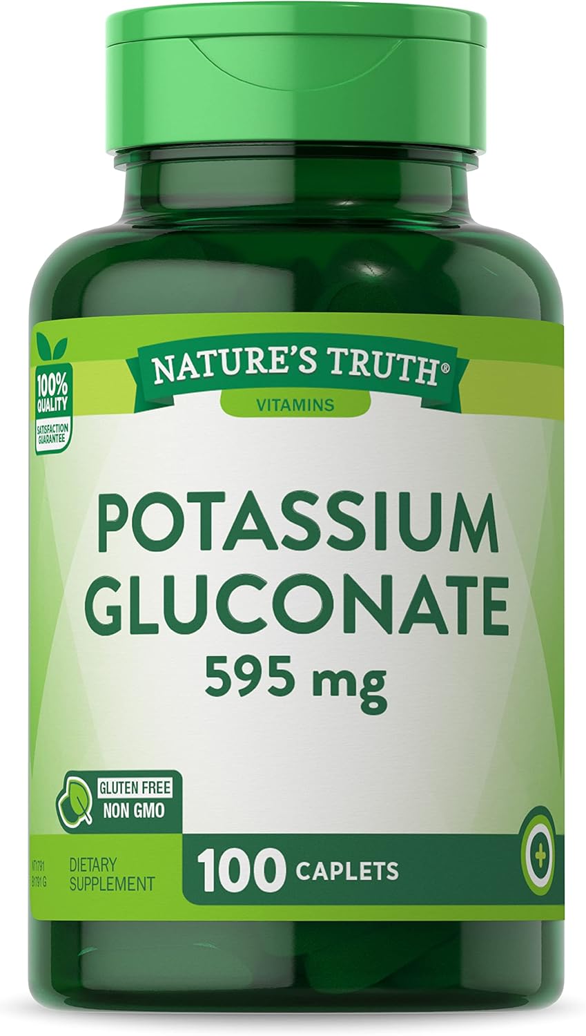 Nature'S Truth Potassium Gluconate 595Mg | 100 Capsules | Vegetarian, Non-Gmo, Gluten Free Supplement