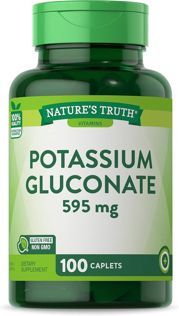 Nature'S Truth Potassium Gluconate 595Mg | 100 Capsules | Vegetarian, Non-Gmo, Gluten Free Supplement