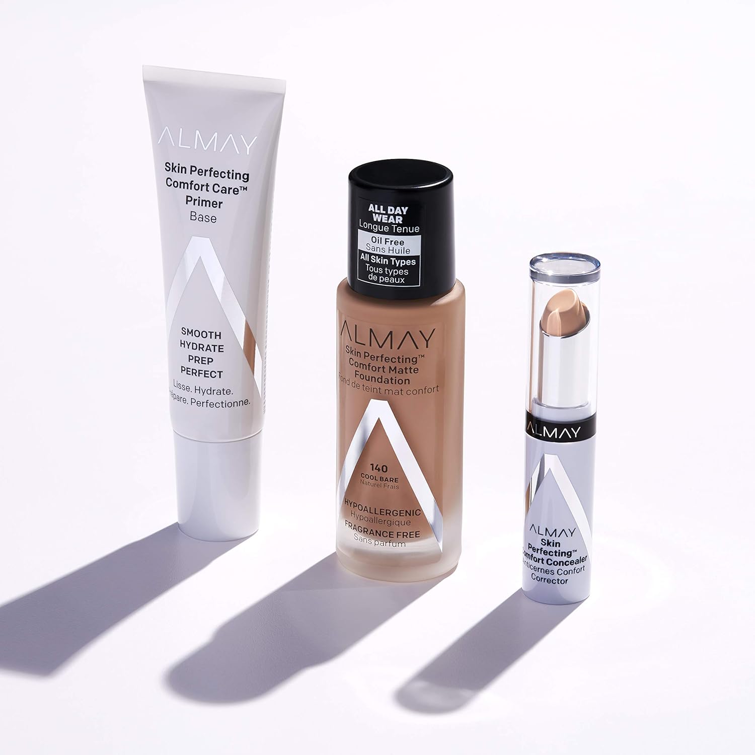 Almay Skin Perfecting Comfort Concealer, Face Makeup, Full Coverage, Natural Looking Finish, Cruelty-Free, Hypoallergenic, Dermatologist Tested, 140 Light/Medium, 1 Count : Beauty & Personal Care
