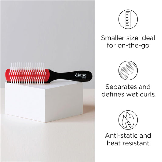 Diane Pro Mini Nylon Pin Styling Hair Brush for Detangling, Separating, Shaping and Defining Wet Thick or Curly Hair, Glides Through Tangles with Ease, Travel Size