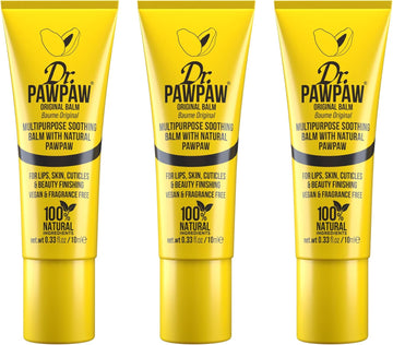 Dr.Pawpaw Orignal Balm Multi-Purpose Natural No Fragrance Balm For Hydrating Lips, Skin, Hair, Cuticles, Nails & Beauty Finishing (3 X 25 Ml)