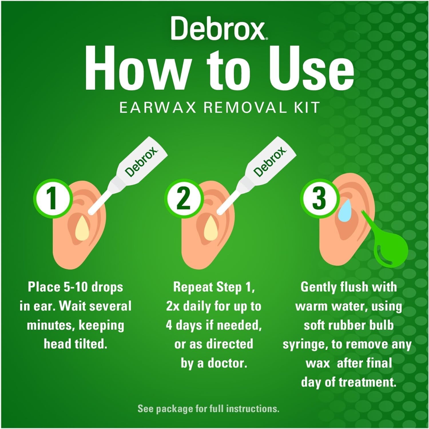 Debrox Ear Wax Removal Kit - Includes Bulb Syringe and 0.5 Fl Oz Removal Drops for Cleaning Ears (Pack of 2) : Health & Household