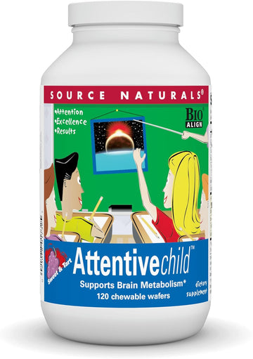 Source Naturals Attentive Child Chewable Wafers For Brain Metabolism Support - 120 Fruit Wafers