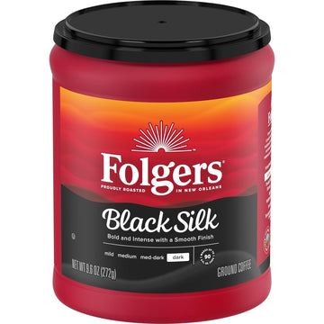 Folgers Black Silk Dark Roast Coffee, 9.6 Ounces (Pack of 6)