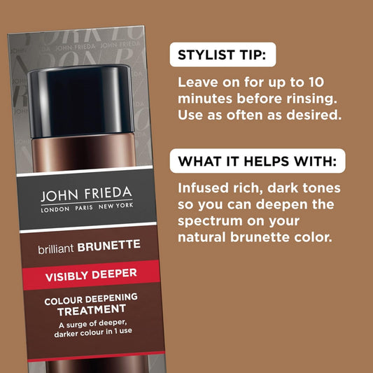 John Frieda Brilliant Brunette Visibly Deeper Color Deepening Treatment, for Cocoa Infused, Darker Color, 4 Ounce, with Evening Primrose Oil