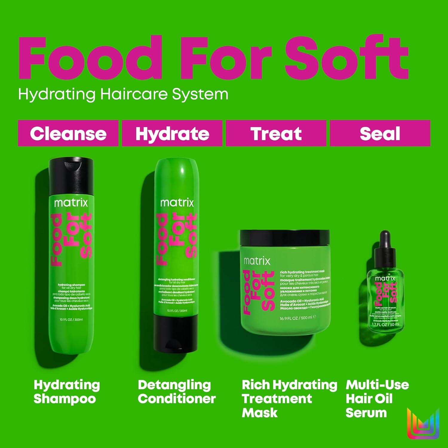Matrix Duo Food For Soft Hydrating Shampoo With Avocado Oil And Hyaluronic Acid, For Dry Hair 300Ml & Food For Soft Detangling Conditioner With Avocado Oil And Hyaluronic Acid, For Dry Hair 300Ml