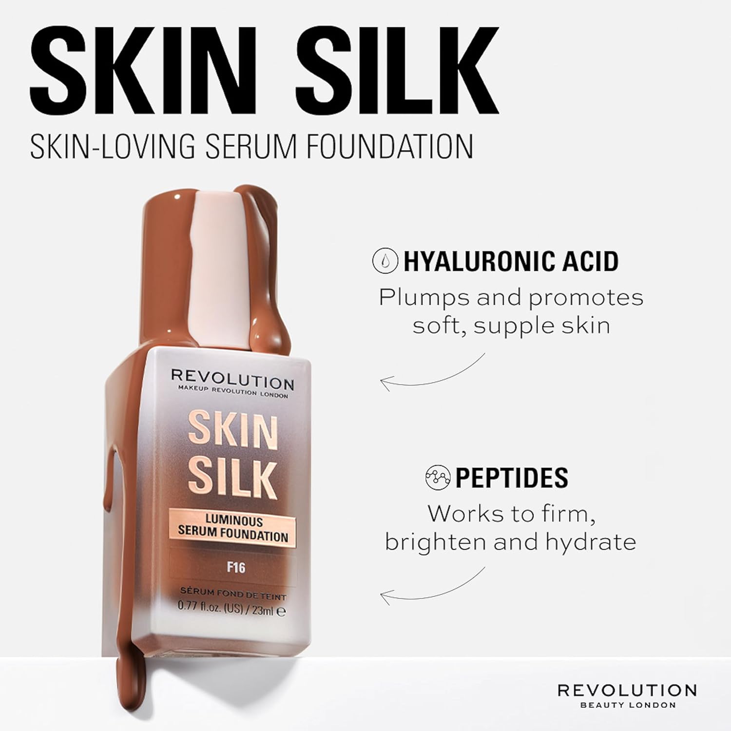 Makeup Revolution, Skin Silk Serum Foundation, Light to Medium Coverage, Contains Hyaluronic Acid, F10, 23ml : Amazon.co.uk: Beauty
