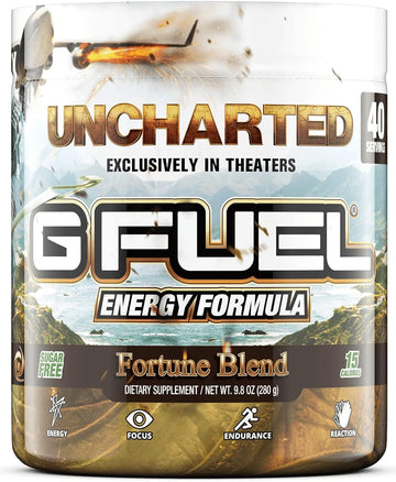 G Fuel Fortune Blend Elite Energy Powder Inspired By Uncharted, 9.8 Oz (40 Servings)