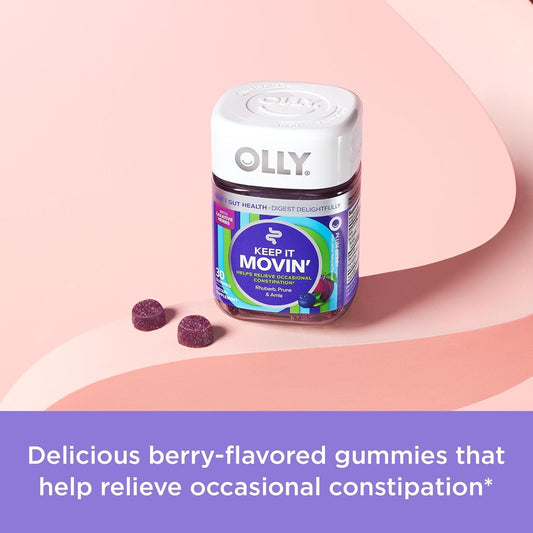 Olly Keep It Moving Constipation Relief, Rhubarb, Prunes, Amla - Plum Berry Flavor - 30Ct