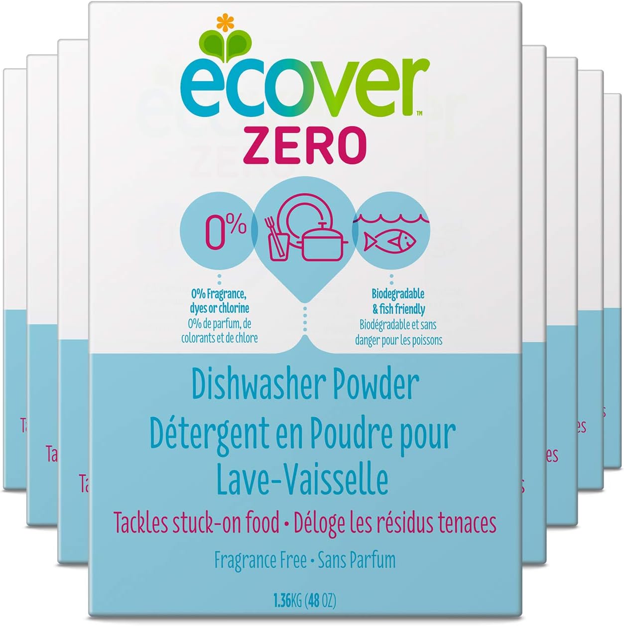 Ecover Zero Dishwasher Soap Powder, 48 Ounce (Pack 8)