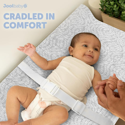 Contoured Changing Pad W/Cover (Gray, Wave) + Replacement Covers - 2 Pk (Off White & Gray, Wave)