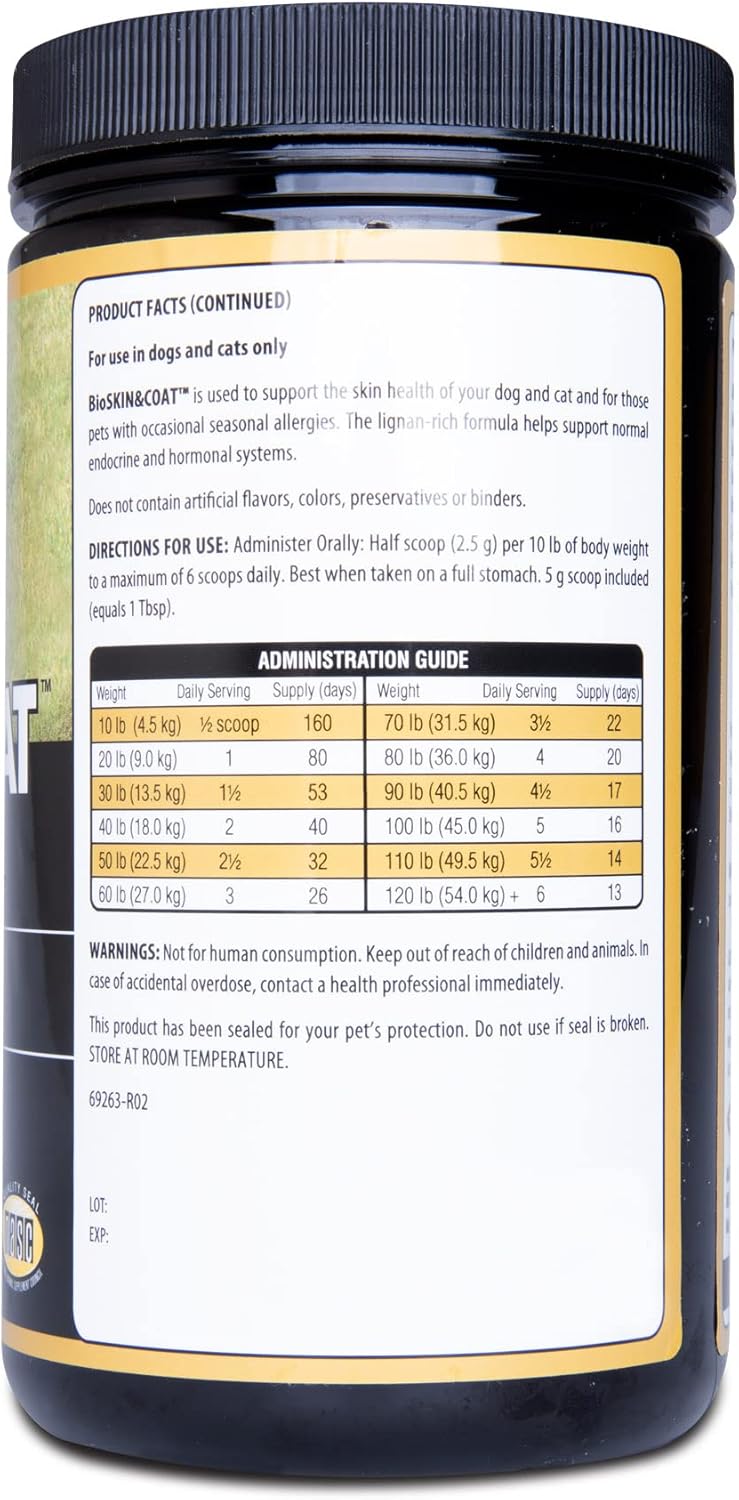 BiologicVET - BioSKIN & Coat Natural Antihistamine Supplement for Dogs & Cats, Supports Skin Health and Helps Maintain Normal Histamine Levels, 53-Day Supply for 30-lb. Animal, 14-oz. Powder : Pet Multivitamins : Pet Supplies