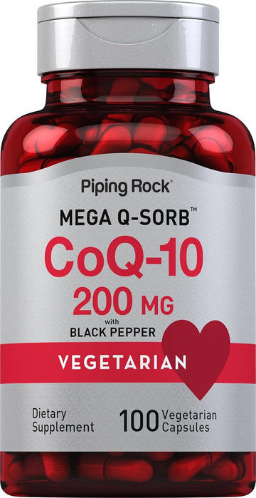 Piping Rock Coq10 200 Mg | 100 Capsules | Mega Q Sorb | Vegetarian, Non-Gmo, Gluten Free Supplement