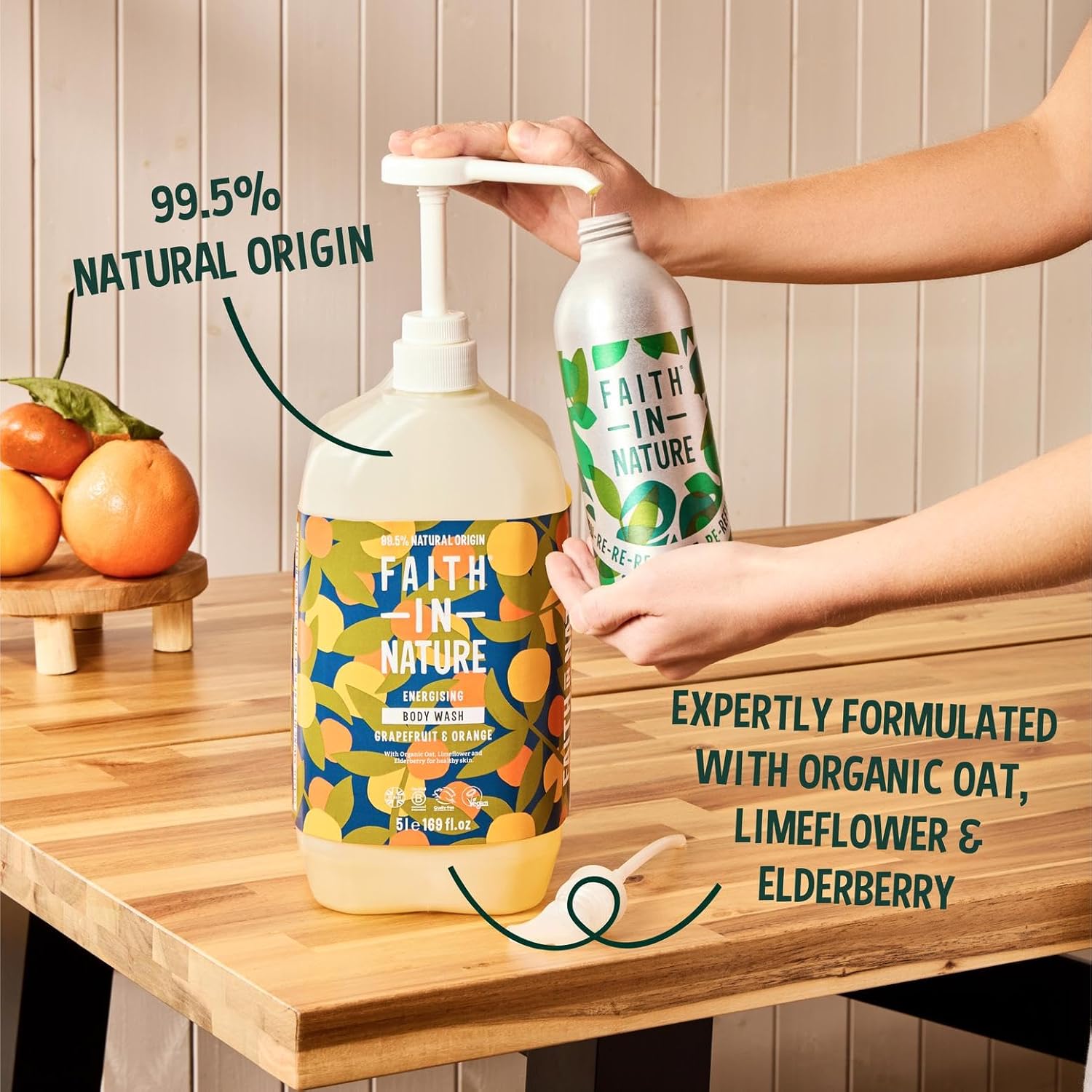 Faith In Nature Natural Grapefruit & Orange Hand Wash and Body Wash Set, Vegan & Cruelty Free, No SLS or Parabens, 2 x 5L Pack : Amazon.co.uk: Beauty