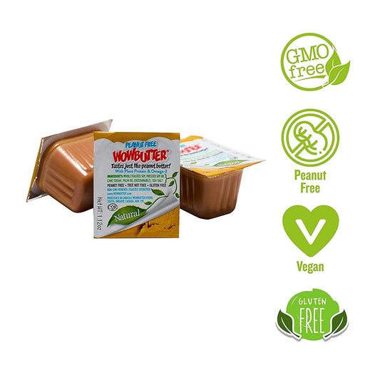 Wowbutter - Creamy Peanut & Tree Nut Free Spread - 100 Cups - 1.12Oz Each - Made With Whole Toasted Soy - All Natural Ingredients - Safe For School - Vegan Plant Protein Food - Gluten Free & Non-Gmo