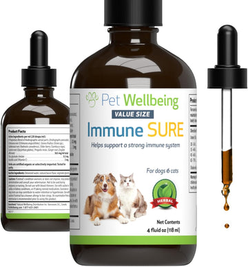 Pet Wellbeing Immune Sure For Dogs & Cats - Vet-Formulated - Immune System Support & Protections - Natural Herbal Supplement 4 Oz (118 Ml)