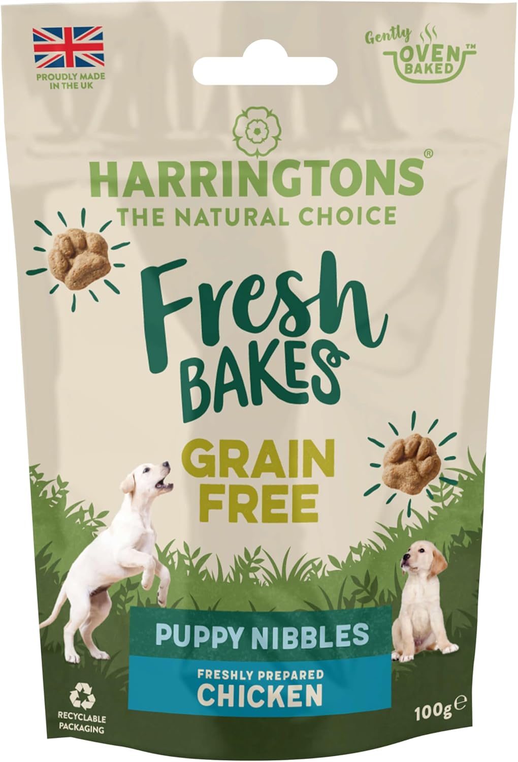 Harringtons Fresh Bakes Grain Free Chicken with Yogurt Puppy Nibbles Dog Treats 100g (Pack of 9) - Gently Oven Baked?HARRPT-C100