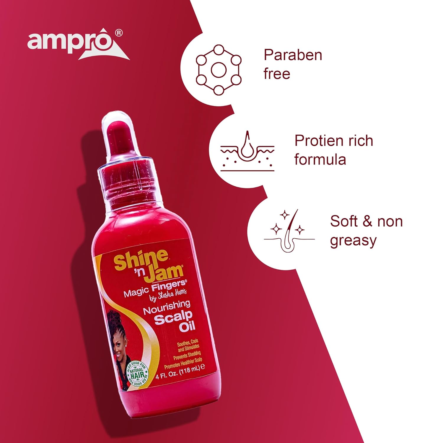 Ampro Shine-N-Jam Magic Fingers Nourishing Scalp Oil - Intensely Moisturizes And Soothes Dry Or Sensitive Areas - Formulated With Natural Oils And Nutrients - Promotes Healthy Hair - 4 Oz : Beauty & Personal Care