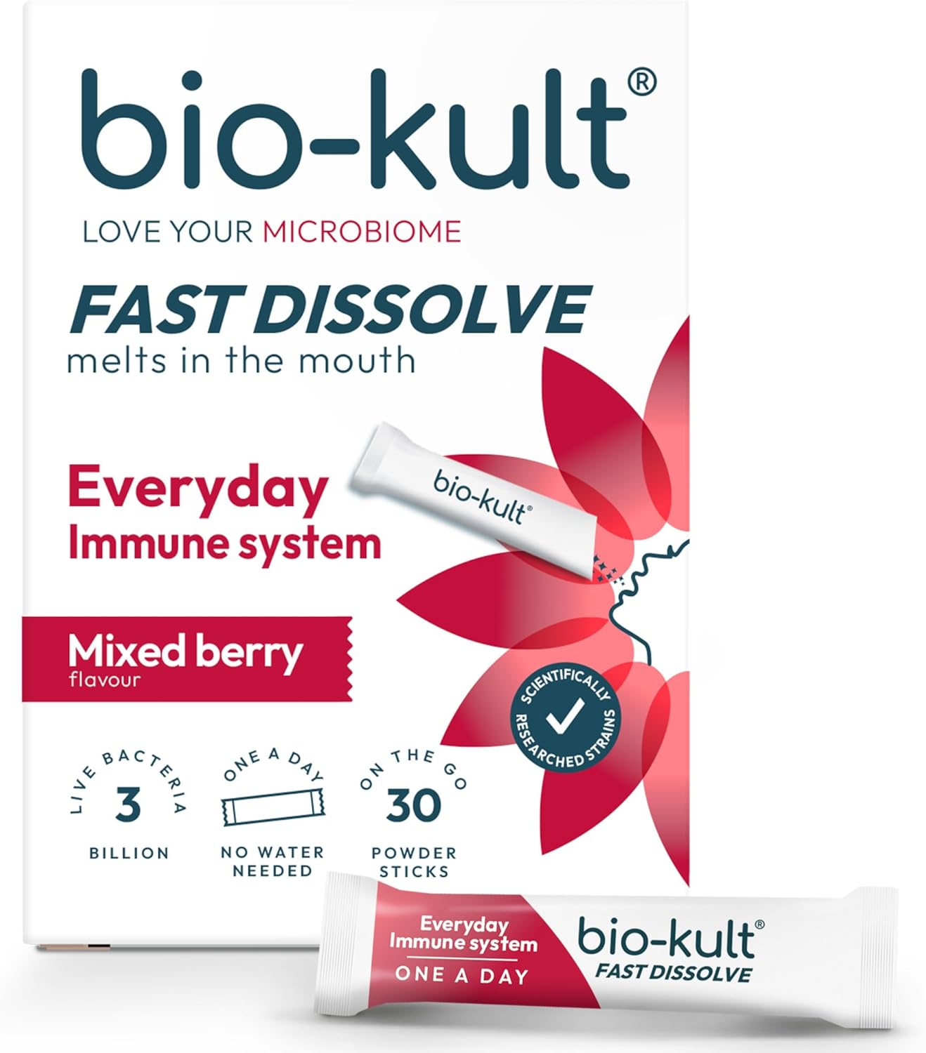 Bio-Kult Everyday Fast Dissolve Probiotic Powder For Immune System, Mixed Berry Flavour, 30 Sachets