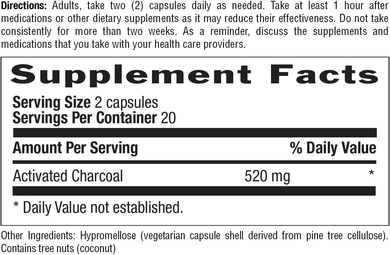 Country Life Activated Organic Coconut Charcoal Capsules, 260Mg – Natural Charcoal Supplement For Gas And Bloating Relief, Gluten-Free, 180 Vegan Capsules : Health & Household
