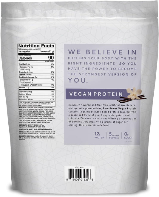 Dr. Mercola Vegan Protein Vanilla (690g), 30 Servings, Contains proteins high in BCAAs, Mixes Easily, Non GMO, Gluten Free, Soy Free