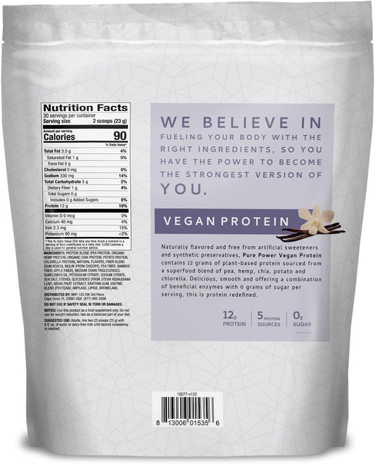 Dr. Mercola Vegan Protein Vanilla (690G), 30 Servings, Contains Proteins High In Bcaas, Mixes Easily, Non Gmo, Gluten Free, Soy Free