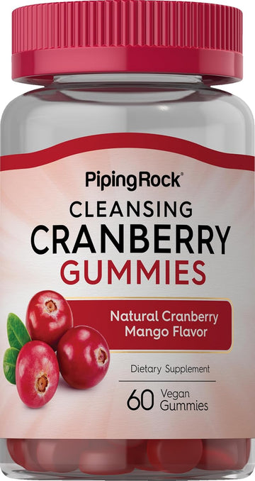 Piping Rock Cranberry Gummies | 60 Count | Cranberry Mango Flavor | Cleansing Supplement | Vegan Gummy | Non-Gmo, Gluten Free