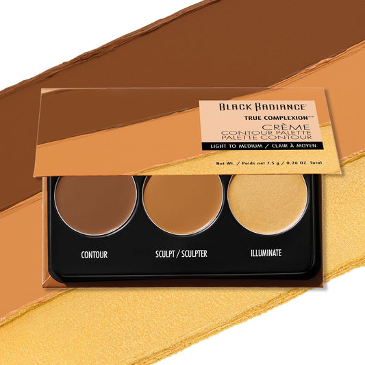 Black Radiance True Complexion Crème Contour Palette, Defines, Sculpts, Highlights – Light To Medium