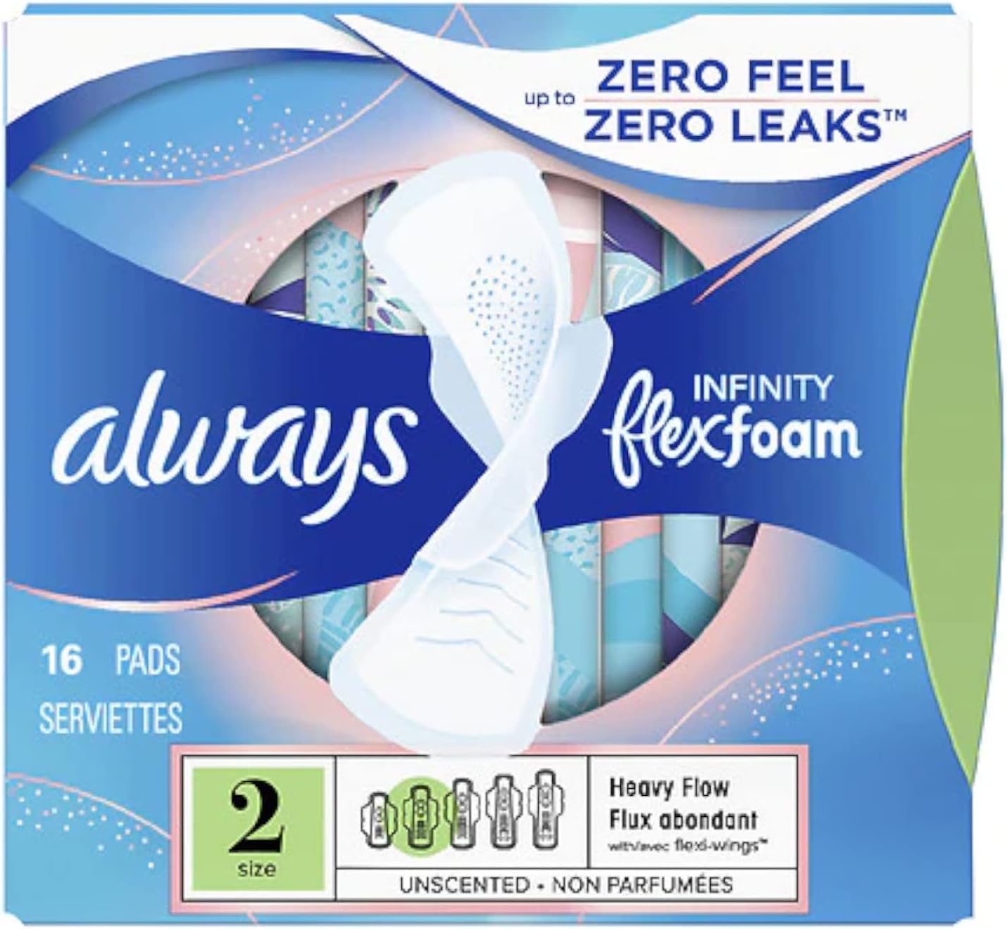 Always Infinity Unscented Wings Heavy Flow 16 Count (Pack of 4)