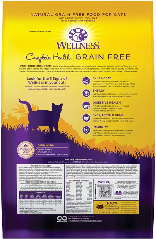 Wellness Natural Pet Food Complete Health Grain-Free Indoor Healthy Weight Chicken Recipe Dry Cat Food, 11.5 Pound Bag