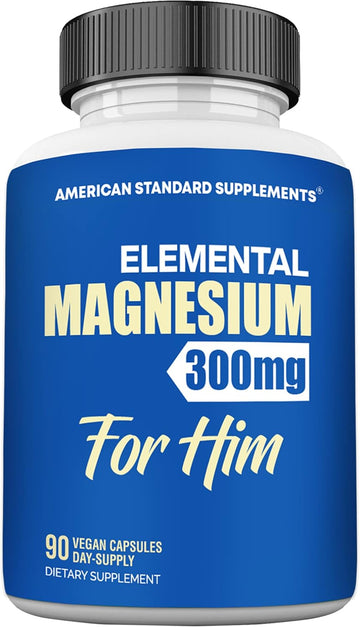 American Standard Supplements Magnesium Glycinate 300Mg Per Serving As Magnesium Glycinate, Magnesium For Him - Vegan, Gluten Free, Non-Gmo, 90 Capsules, 45 Servings