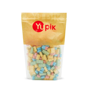 Yupik Pressed Candy Bloxs, 2.2 lb, Assorted Fruit Flavors, Edible Building Blocks, Stackable Brick Shaped Candy, Fun Snack