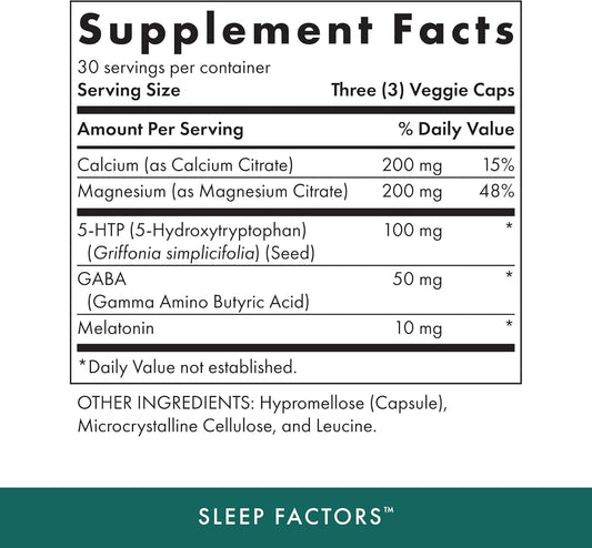 Michael'S Health Naturopathic Programs Sleep Factors - 90 Vegan Capsules - Contains 5-Htp & Melatonin - With Calcium & Magnesium - Kosher - 30 Servings