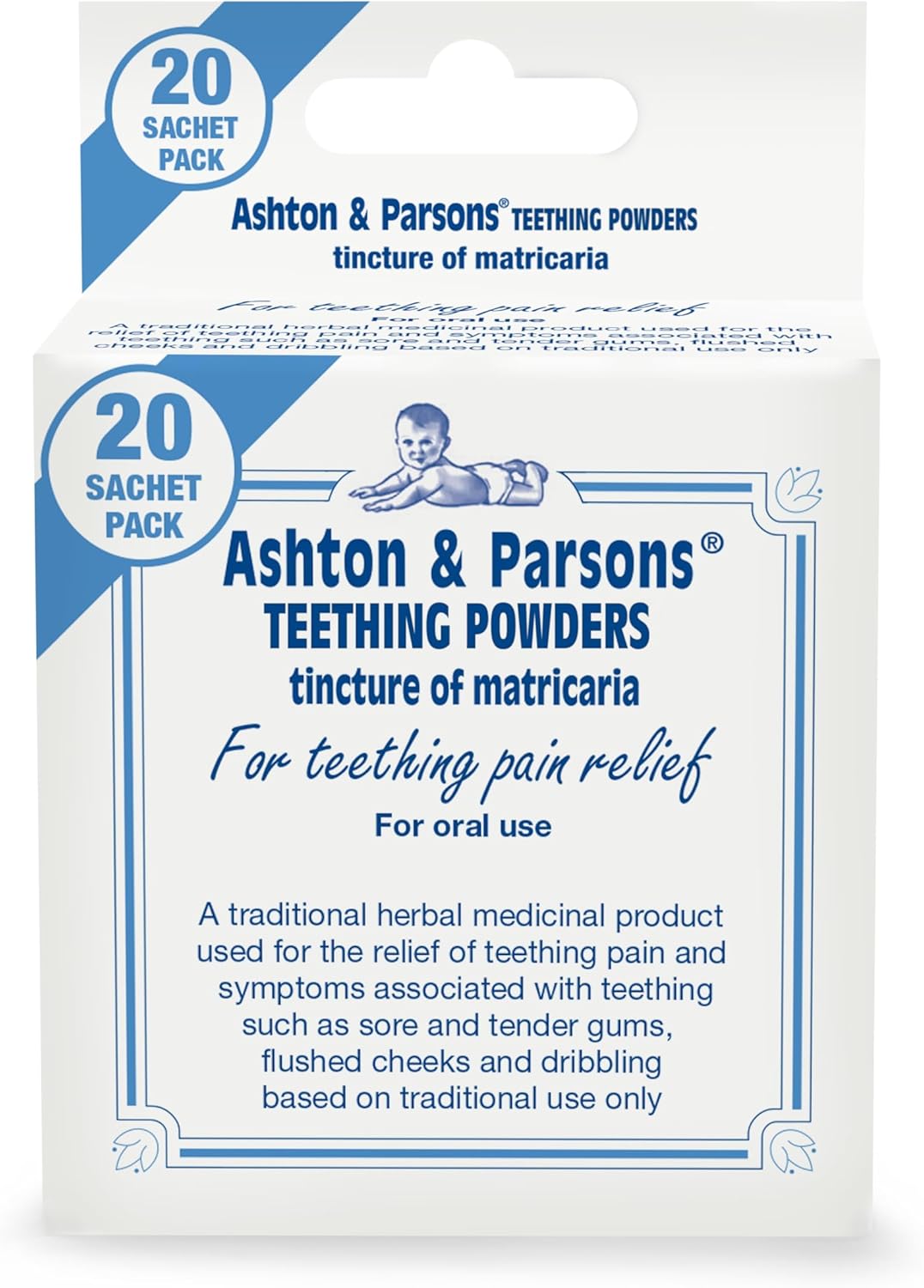 Ashton & Parsons Teething Powders, Used To Soothe Teething Pain And Symptoms, For Babies From 3 Months+, Natural Traditional Remedy, Uk’S No1 Teething Brand In Pharmacy*, Pack Of 20