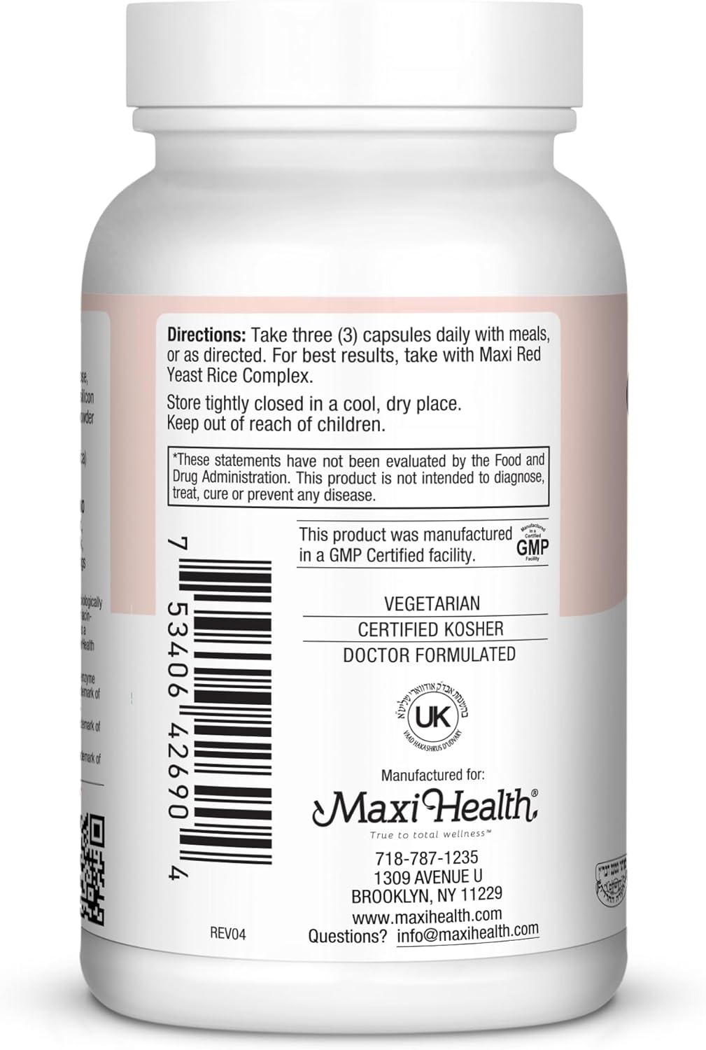 Maxi Health CH Control - with Vitamin E and Magnesium - 90 Capsules - Kosher : Health & Household