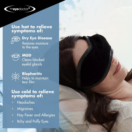 The Eye Doctor Essential Treatment Bundle - Reusable Hot Cold Eye Compress & 20X Single Use Eyelid Wipes For Dry Eye, Blepharitis & Mgd - Microwave Safe Mask
