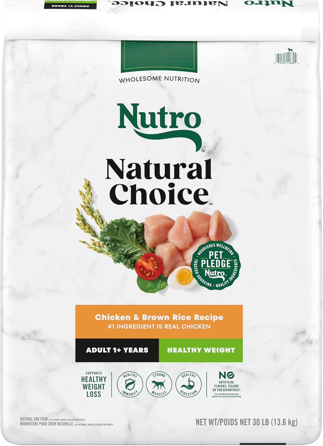 Nutro Natural Choice Adult Healthy Weight Dry Dog Food, Chicken And Brown Rice, 30 Lbs