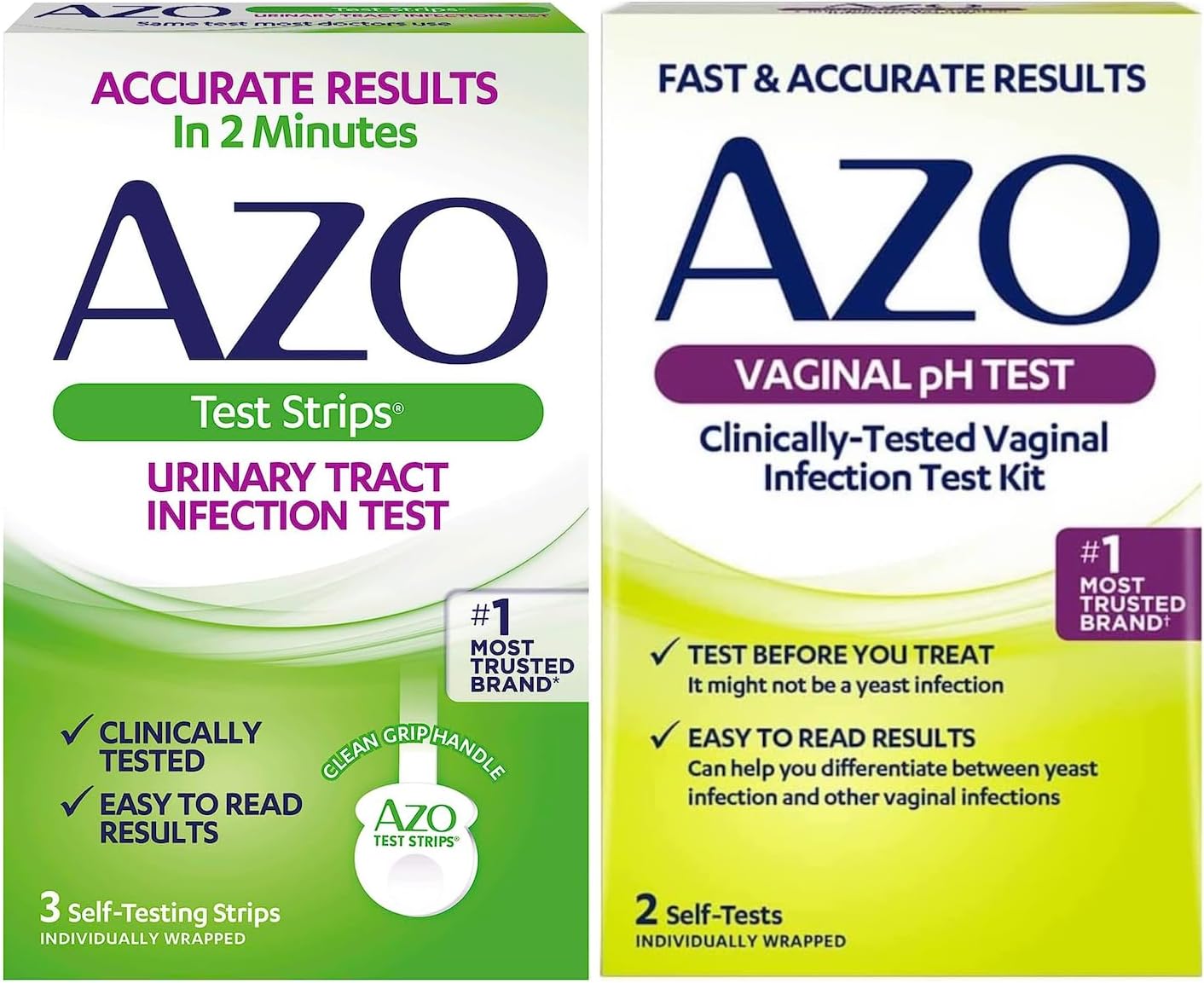 Azo Urinary Tract Infection (Uti) Test Strips (3 Count) + Azo Vaginal Ph Test Kit (2 Count) Fast & Accurate Results, From The #1 Most Trusted Brand