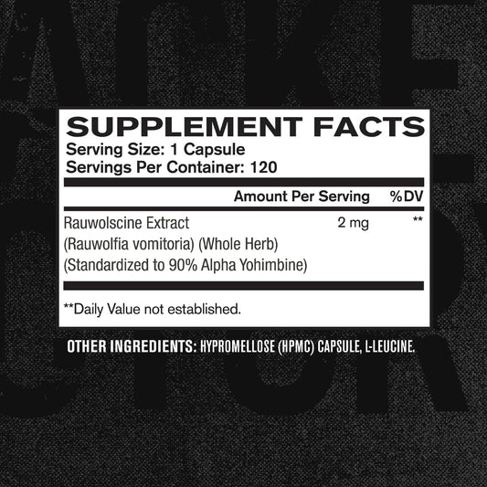 Jacked Factory Alpha Yohimbine Rauwolscine Extract 2mg Per Serving - Natural Thermogenic & Metabolism Support Supplement - 120 Capsules