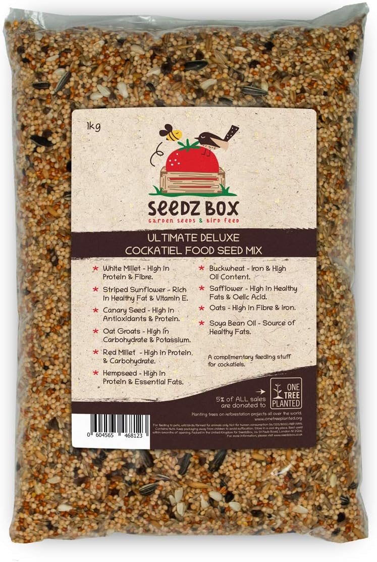 Cockatiel Food 1kg - Seed Feed Mix For Cockatiels Weiro Bird Quarrion - SeedzBox Bird Food - Complete Foodstuff For Cockatiels - Donation to OneTreePlanted